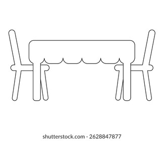 Vector line art of elegent interior dining table, coffee table, household. 