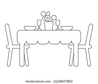ligne d'Images vectorielles art de table à manger intérieure élégante, table basse, ménage. 