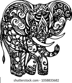 the vector line art of elephant design
