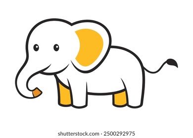 Vector Line Art of Elephant on White Background Vector Illustration, Logo Icon, Clipart