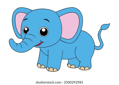 Vector Line Art of Elephant on White Background Vector Illustration, Logo Icon, Clipart