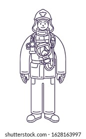 Vector line art of firefighter.