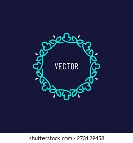 Vector Line Art Floral Decoration Frame. Design Template