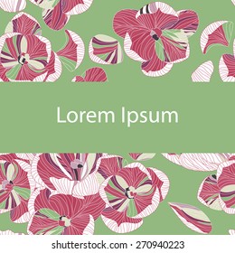 Vector  line art florals frame. Floral pattern background. Abstract illustration. Invitation or greeting card.