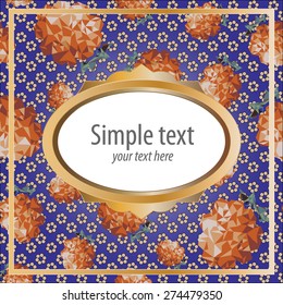 Vector line art florals frame. Floral pattern background. Abstract illustration. Invitation or greeting card. Beige abstract backdrop.