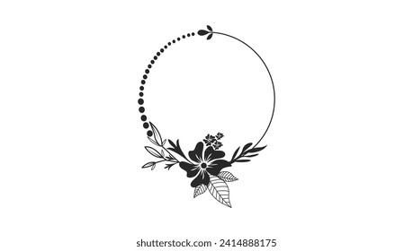 vector line art flower with circle