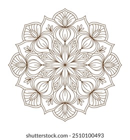 vetor linha arte flor mandala e fundo branco	