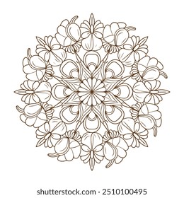 Vector línea arte flor mandala y fondo blanco	
