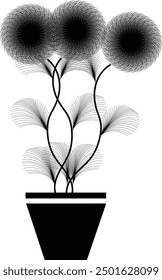 Flor del arte de la línea del Vector con la maceta