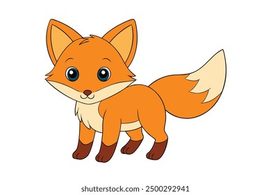 Vector Line Art Fox on White Background Vector Illustration and Logo Icon Clipart