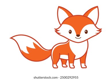 Vector Line Art Fox on White Background Vector Illustration and Logo Icon Clipart
