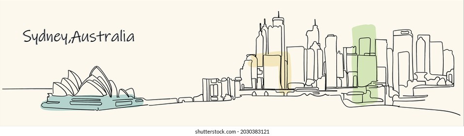 It is vector line art free hand illustration of downtown in Sydney, 
Australia.