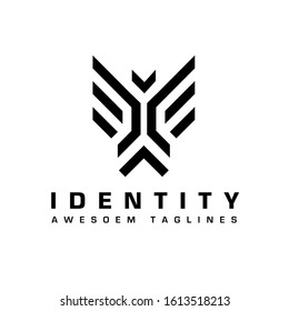 vector line art geometric logo of an abstract bird, bold and strong abstract bird logo