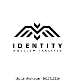vector line art geometric logo of an abstract bird, bold and strong abstract bird logo