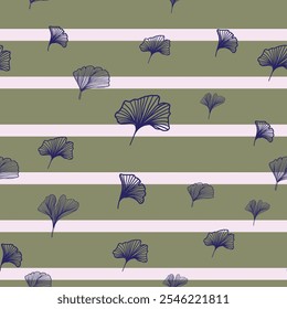 Vector Line art Ginkgo Seamless Pattern for wallpapers, fabrics, wrapping paper