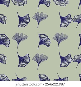 Vector Line art Ginkgo Seamless Pattern for wallpapers, fabrics, wrapping paper