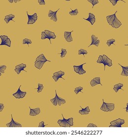 Vector Line art Ginkgo Seamless Pattern for wallpapers, fabrics, wrapping paper