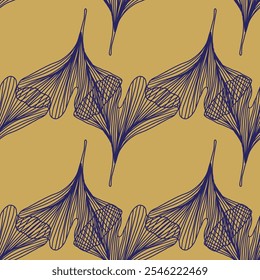 Vector Line art Ginkgo Seamless Pattern for wallpapers, fabrics, wrapping paper