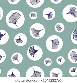 Vector Line art Ginkgo Seamless Pattern for wallpapers, fabrics, wrapping paper