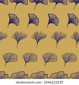 Vector Line art Ginkgo Seamless Pattern for wallpapers, fabrics, wrapping paper