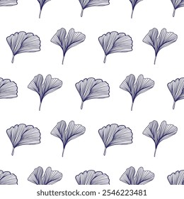 Vector Line art Ginkgo Seamless Pattern for wallpapers, fabrics, wrapping paper