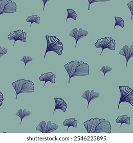 Vector Line art Ginkgo Seamless Pattern for wallpapers, fabrics, wrapping paper