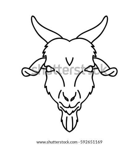 Vector Line Art Goat Face Farm Stock Vector (Royalty Free) 592651169