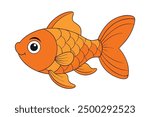 Vector Line Art of a Goldfish on White Background Vector Illustration, Logo Icon, Clipart