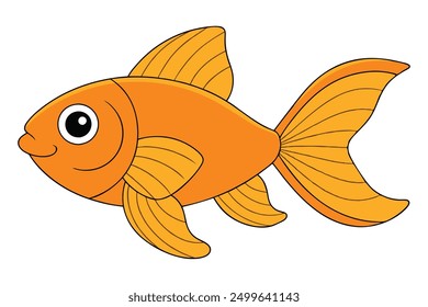 Vector Line Art of a Goldfish on White Background Vector Illustration, Logo Icon, Clipart