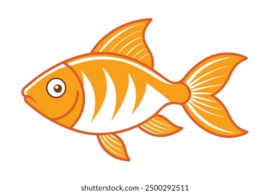 Vector Line Art of a Goldfish on White Background Vector Illustration, Logo Icon, Clipart