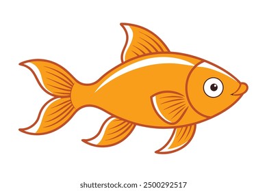 Vector Line Art of a Goldfish on White Background Vector Illustration, Logo Icon, Clipart