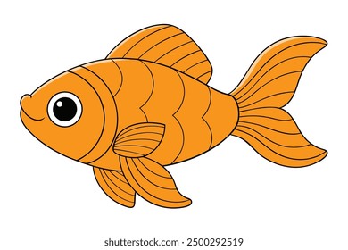 Vector Line Art of a Goldfish on White Background Vector Illustration, Logo Icon, Clipart