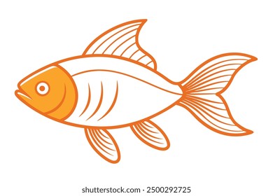 Vektorliniengrafik eines Goldfisches auf weißem Hintergrund, Vektorgrafik, Logo-Symbol, Clipart