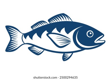 Vector Line Art of Grouper Fish on White Background Cute Cartoon Clip art and Icon