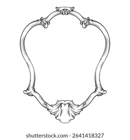 vector line art hand drawn illustration of a vintage victorian frame