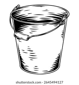 vector line art hand drawn illustration of a bucket