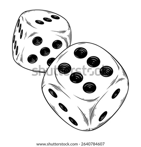 vector line art hand drawn illustration of a dice