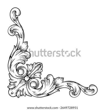vector line art hand drawn illustration of a antique victorian border frame