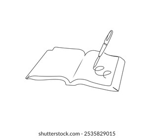 Vector line art hand with pen on paper
