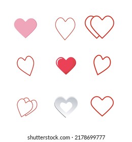 vector line art heart collection on white background
