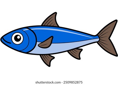 Vector Line Art of Herring Fish - High-Quality Clipart and Logo Icon