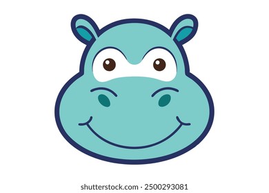 Vector Line Art of Hippo Faces on White Background Vector Illustration, Logo Icon, Clipart