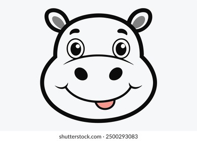 Vector Line Art of Hippo Faces on White Background Vector Illustration, Logo Icon, Clipart