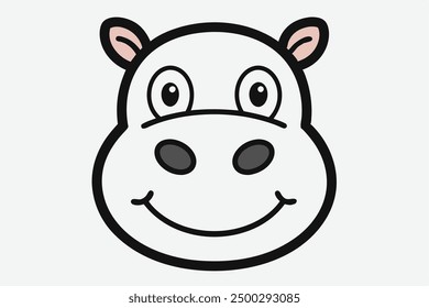 Vector Line Art of Hippo Faces on White Background Vector Illustration, Logo Icon, Clipart