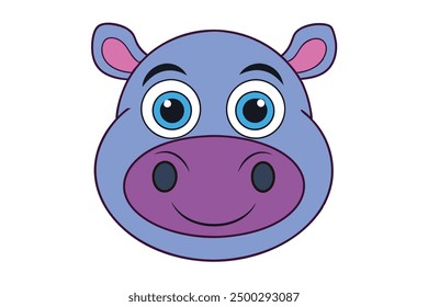 Vector Line Art of Hippo Faces on White Background Vector Illustration, Logo Icon, Clipart