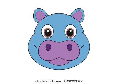 Vector Line Art of Hippo Faces on White Background Vector Illustration, Logo Icon, Clipart