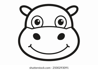 Vector Line Art of Hippo Faces on White Background Vector Illustration, Logo Icon, Clipart