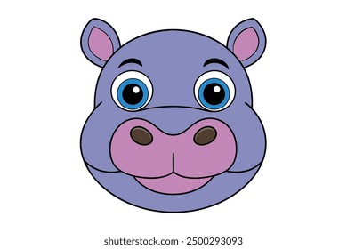 Vector Line Art of Hippo Faces on White Background Vector Illustration, Logo Icon, Clipart