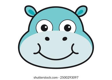 Vector Line Art of Hippo Faces on White Background Vector Illustration, Logo Icon, Clipart