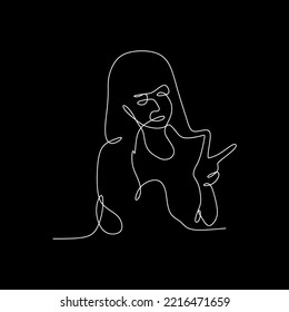 vector line art hold beautiful woman posing
